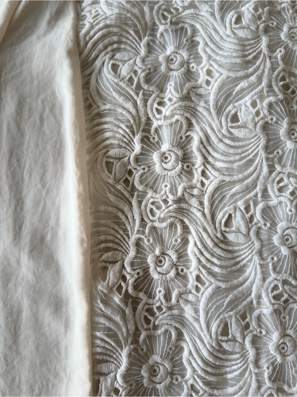 Maje Cream Lace-Front Long Sleeve Blouse - Picture 9 of 15